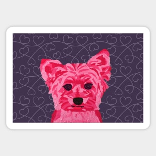 Kate Yorkie by Pink Heart on Dark Grey Wallpaper Sticker